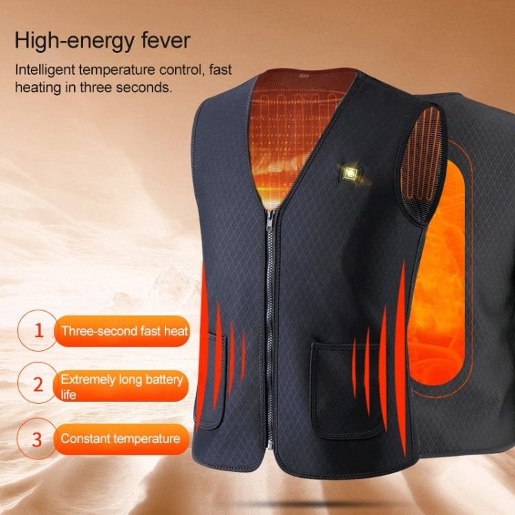 Plus Velvet Inside Men and Women Intelligent Charging Heating Vest Warm Clothes(Color:Black Size:XXXL), S, M, L, XL, XXL, XXXL