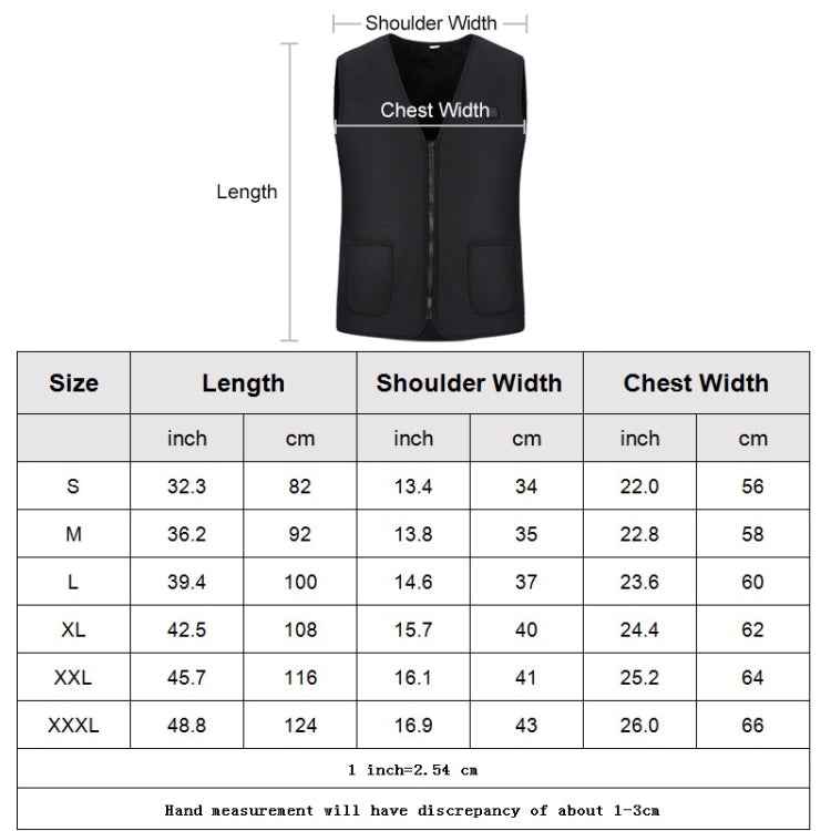 Plus Velvet Inside Men and Women Intelligent Charging Heating Vest Warm Clothes(Color:Black Size:XXXL), S, M, L, XL, XXL, XXXL