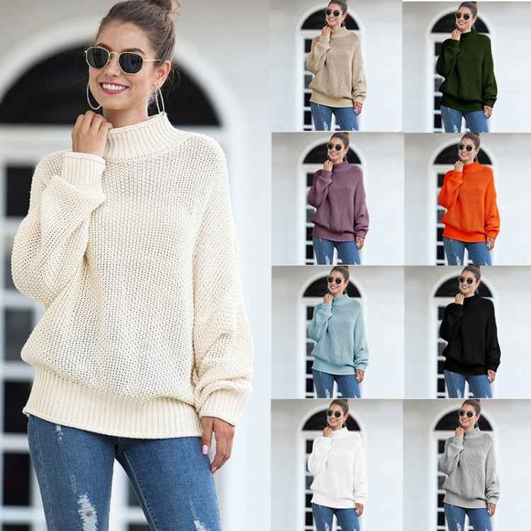Fashion Edge Curl High Collar Knit Sweater