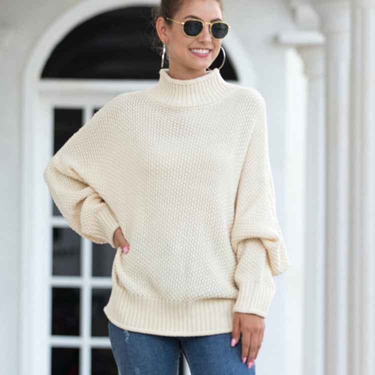 Fashion Edge Curl High Collar Knit Sweater