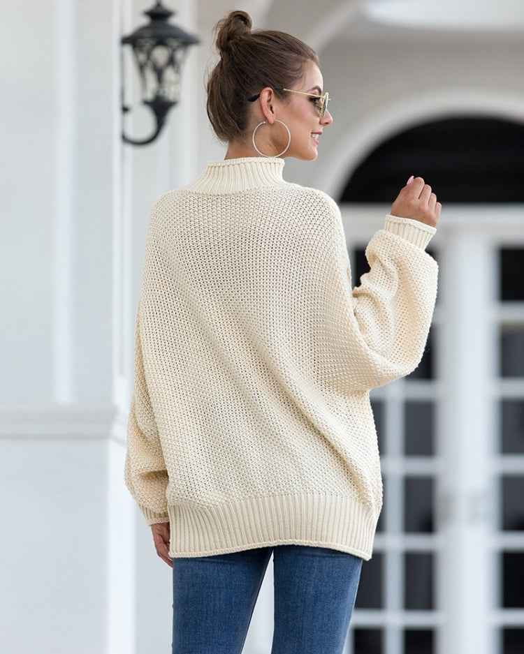 Fashion Edge Curl High Collar Knit Sweater