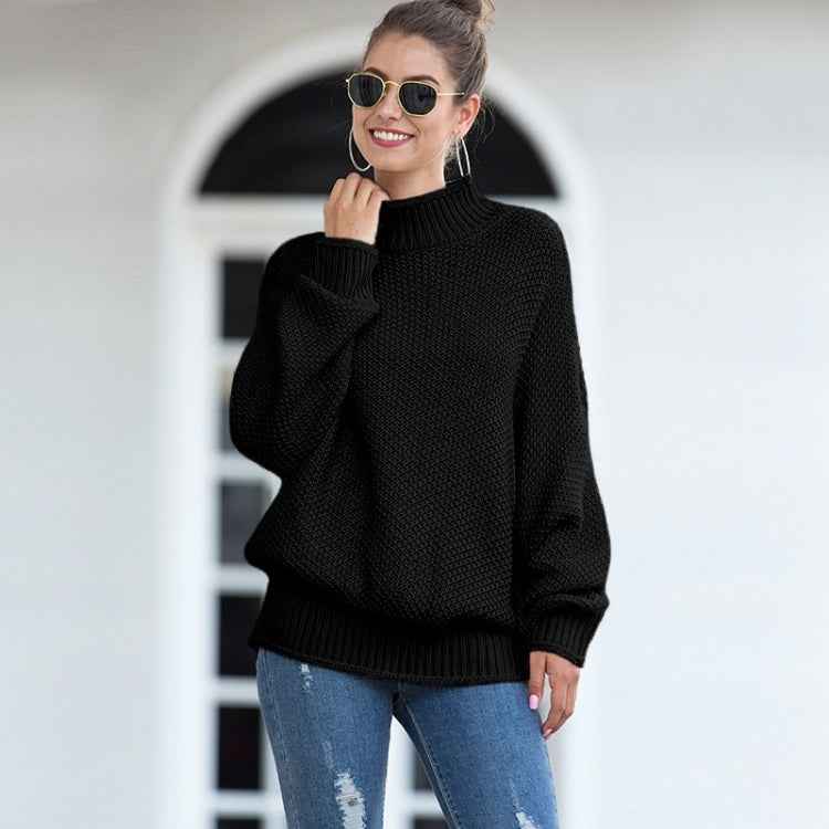 Fashion Edge Curl High Collar Knit Sweater