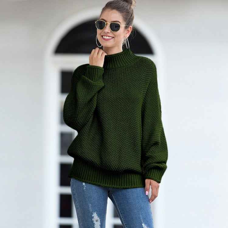 Fashion Edge Curl High Collar Knit Sweater