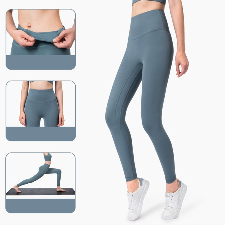 High Waist Anti Flanging Yoga Pants No Embarrassment One Piece Hip Lifting Peach Pants (Color:Ink Blue Size:XL), S, M, L, XL