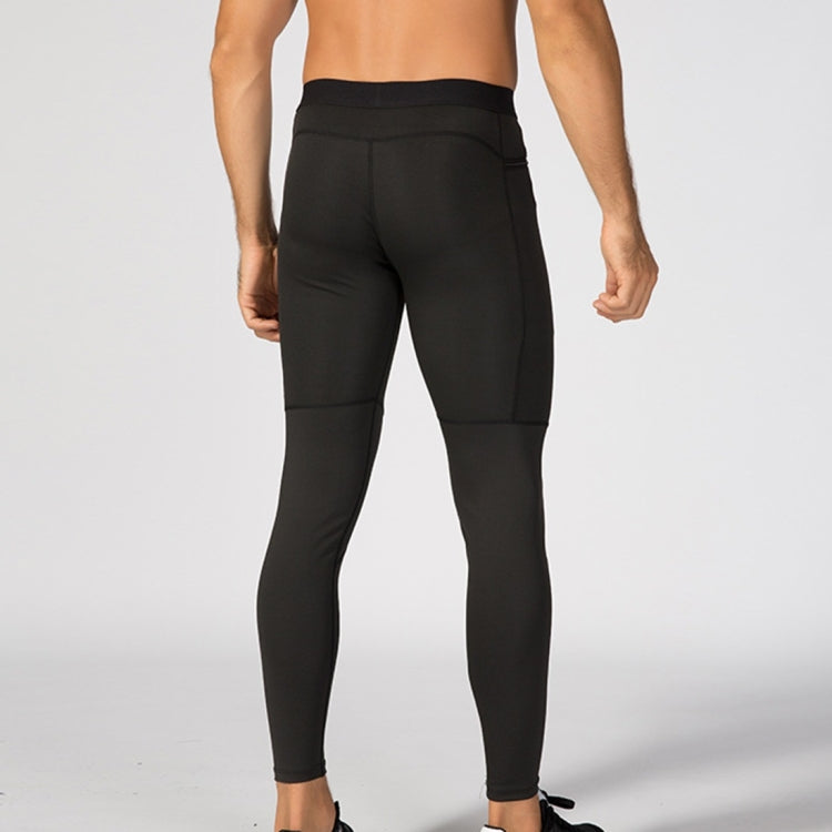 Zipper Pocket Fitness Running Training Sweat Wicking Quick Dry High Stretch Tights (Color:Black Size:XL), S, M, L, XL, XXL