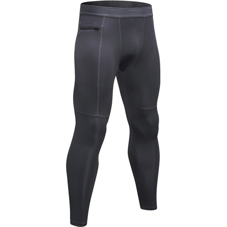 Zipper Pocket Fitness Running Training Sweat Wicking Quick Dry High Stretch Tights (Color:Black Size:XL), S, M, L, XL, XXL
