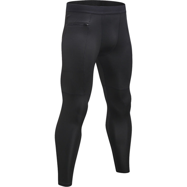 Zipper Pocket Fitness Running Training Sweat Wicking Quick Dry High Stretch Tights (Color:Black Size:XL), S, M, L, XL, XXL