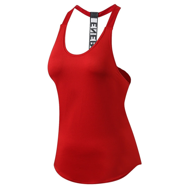Sexy T-shaped Back Hollow Strap Quick Drying Loose Vest (Color:Rose Red Size:XL)