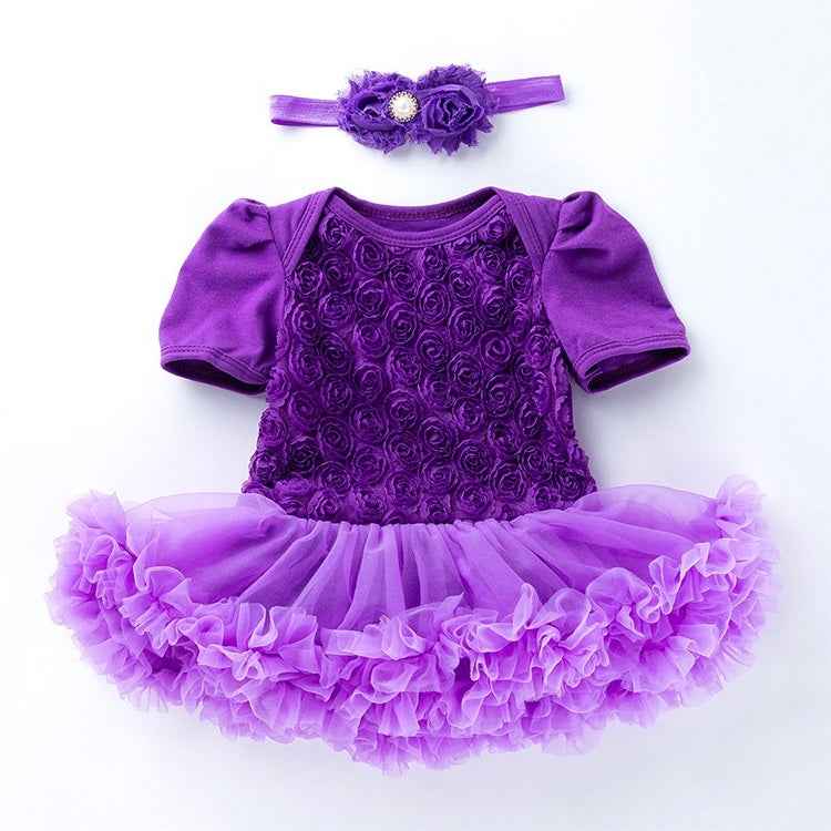 Compound Rose Dress Two-piece Baby Romper Tutu Skirt