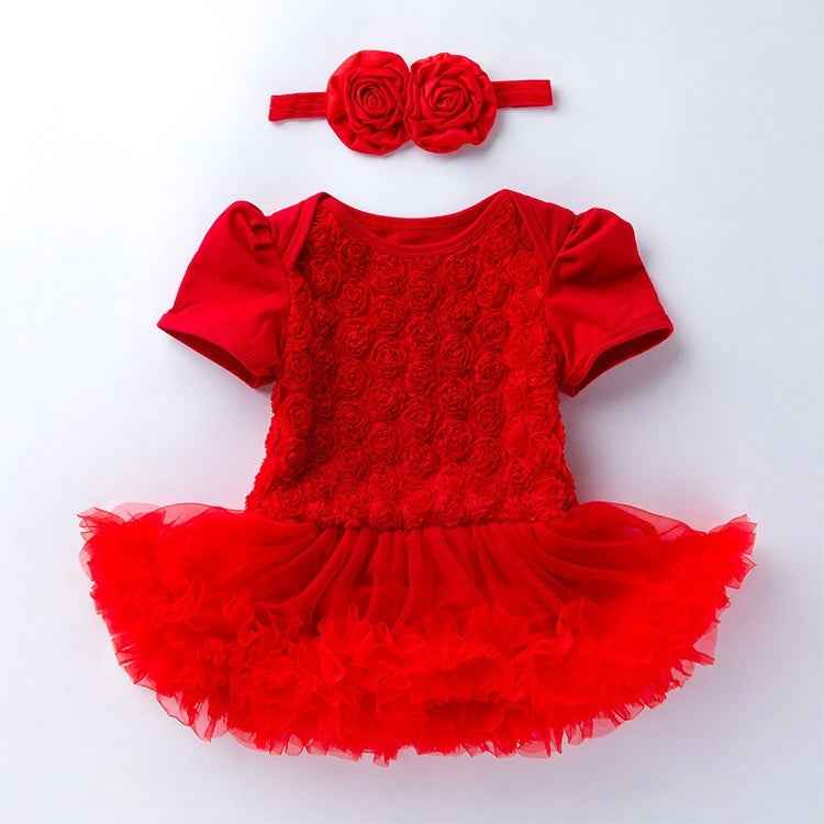 Compound Rose Dress Two-piece Baby Romper Tutu Skirt