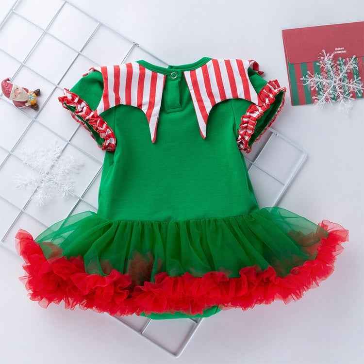 Christmas Baby Short-sleeved Three-piece Baby Romper Tutu Skirt