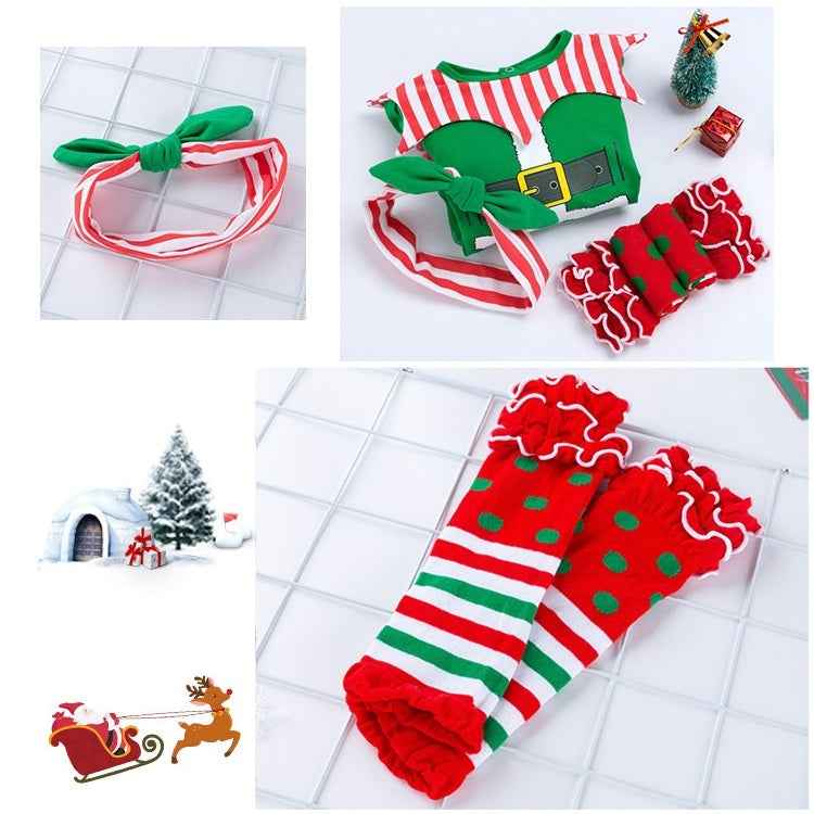Christmas Baby Short-sleeved Three-piece Baby Romper Tutu Skirt, 59, 66, 73, 80