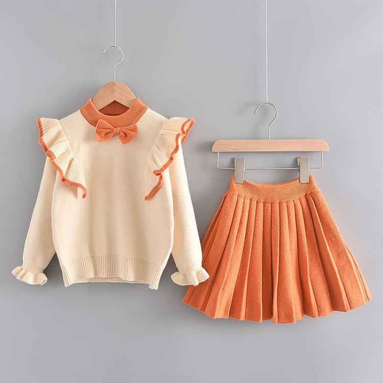 Girls Flying Sleeve Knitted Sweater Suit