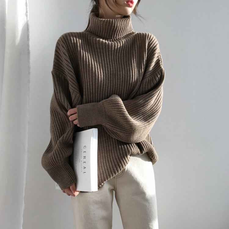 Solid Color Turtleneck Outer Wear Pullover Casual Sweater