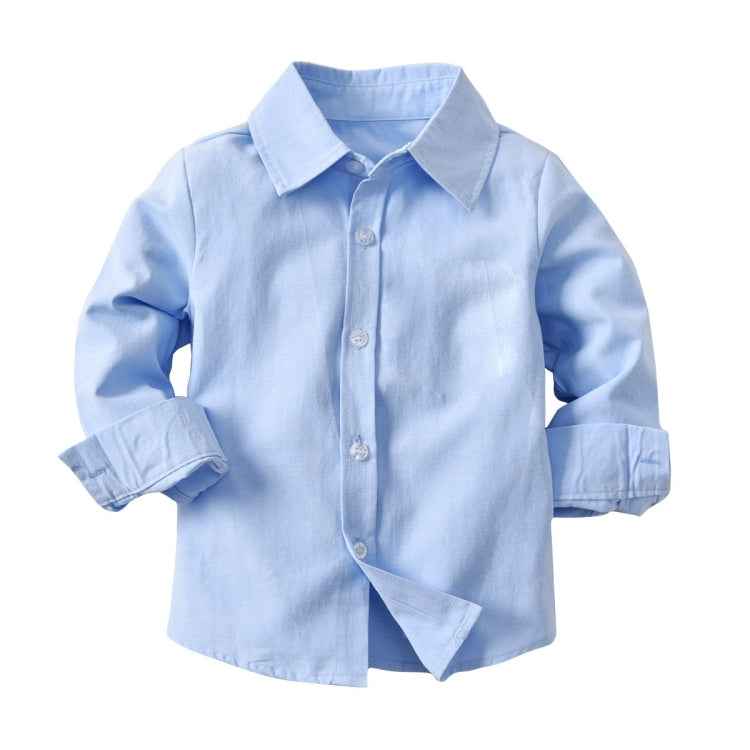 Children Long-sleeved Shirt + Denim Suspenders And Trousers Two-piece Suit