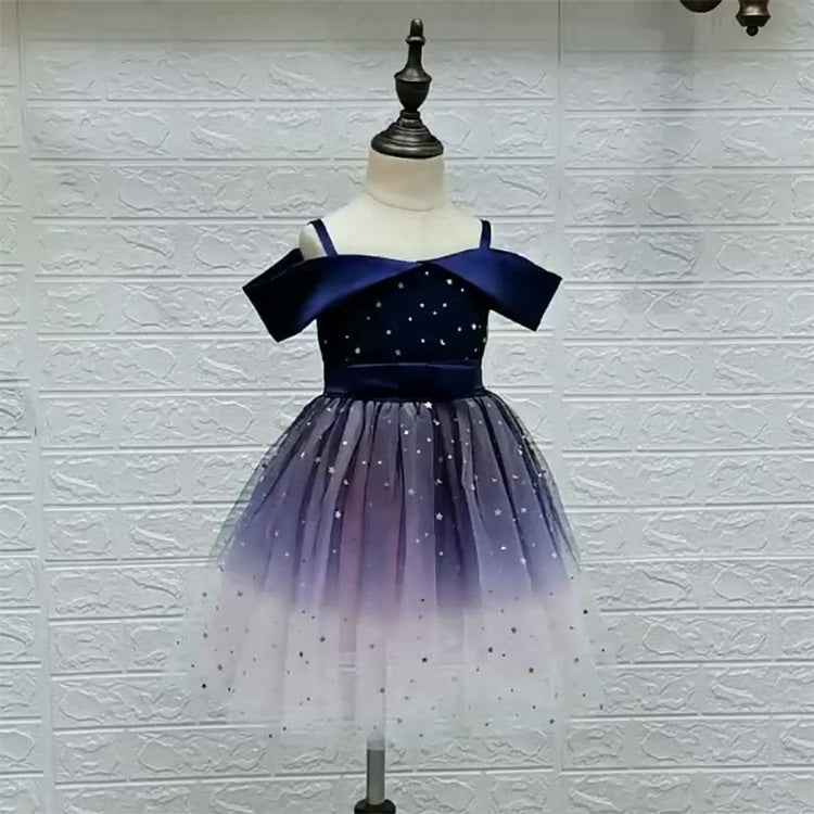 Girls One-shoulder Sequined Tutu Dress