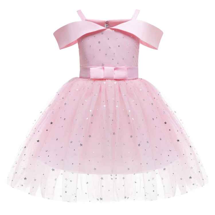 Girls One-shoulder Sequined Tutu Dress