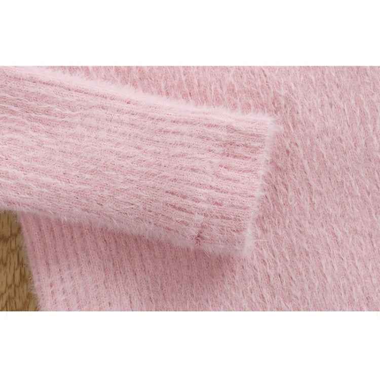 Letter Pattern Imitation Mink Velvet Children Turtleneck Knitted Sweater