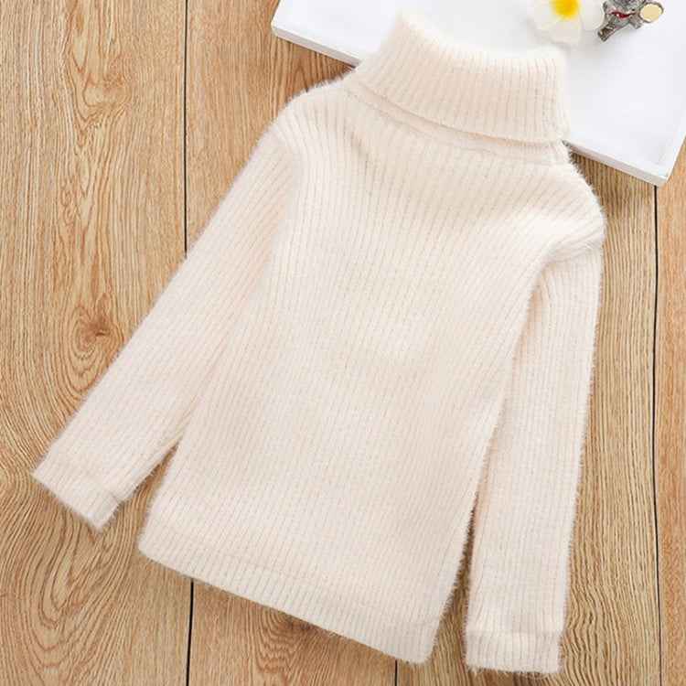Plus Cashmere Style Letter Pattern Mink Cashmere Children Turtleneck Knitted Sweater