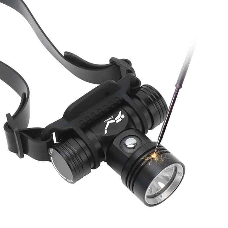60m Underwater Photography Video Fill-up Headlight Diving Flashlight with Battery Display Function(Headlight+Battery+Charger)
