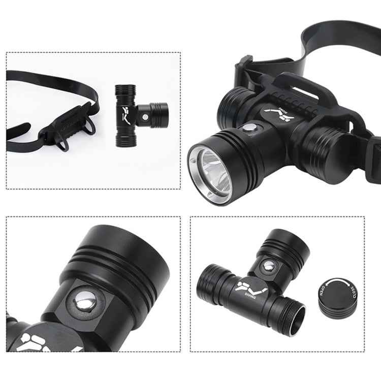 60m Underwater Photography Video Fill-up Headlight Diving Flashlight with Battery Display Function(Headlight+Battery+Charger)
