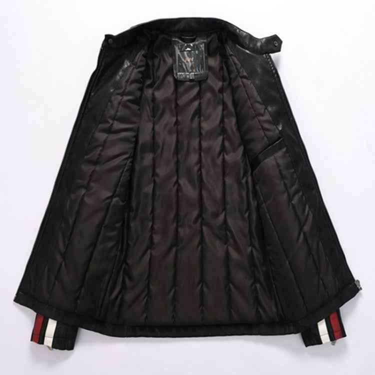 Autumn and Winter Letters Embroidery Pattern Tight-fitting Motorcycle Leather Jacket for Men