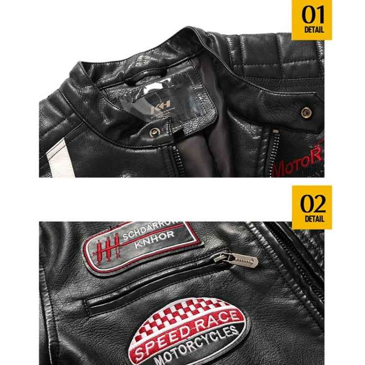 Autumn and Winter Letters Embroidery Pattern Tight-fitting Motorcycle Leather Jacket for Men