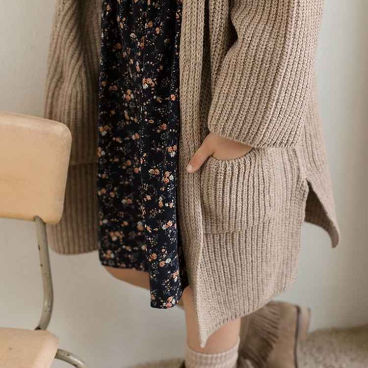 Childrens Clothing Girls Sweater Thick Knitted V-neck Childrens Cardigan Jacket Single-breasted Jacket