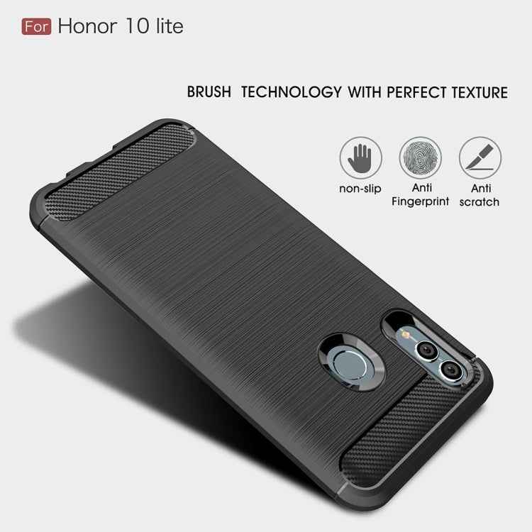Carbon Fiber Texture TPU Shockproof Case For Huawei Honor 10 Lite / P Smart 2019