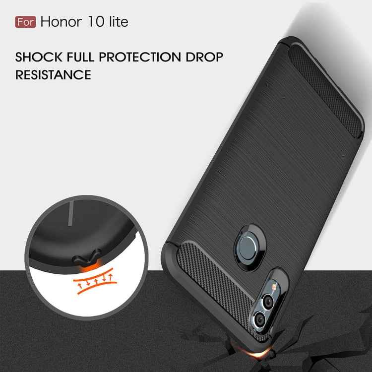 Carbon Fiber Texture TPU Shockproof Case For Huawei Honor 10 Lite / P Smart 2019