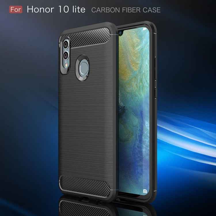 Carbon Fiber Texture TPU Shockproof Case For Huawei Honor 10 Lite / P Smart 2019