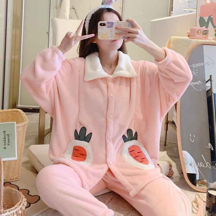 Two-piece Thickened Warm Pajamas For Pregnant Women