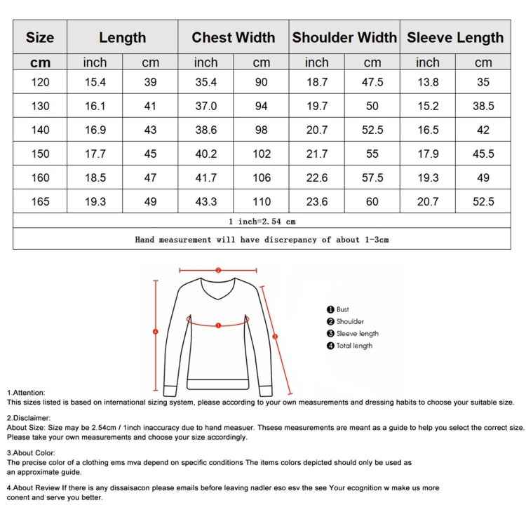 Spring Autumn Children Fashion Sweater Hoodies, 120cm, 130cm, 140cm, 150cm, 160cm, 165cm