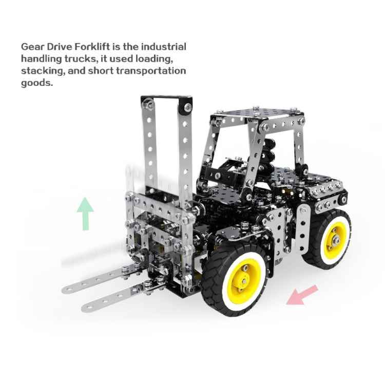 589PCS Stainless Steel Gear Manually Operated Forklift DIY Assembly Building Block Educational Toys Kit for MoFun SW-030