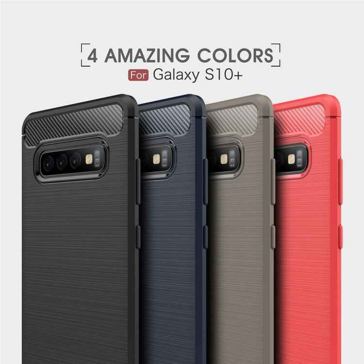 Brushed Texture Carbon Fiber TPU Case for Galaxy S10+