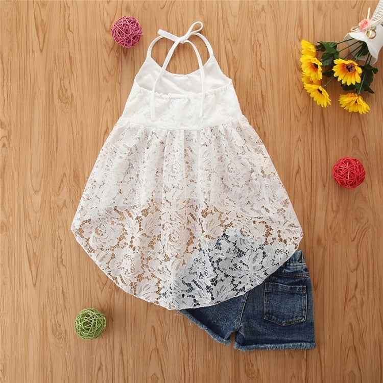 Girls Sling Sleeveless Top Skirt Shorts Two-piece Suit