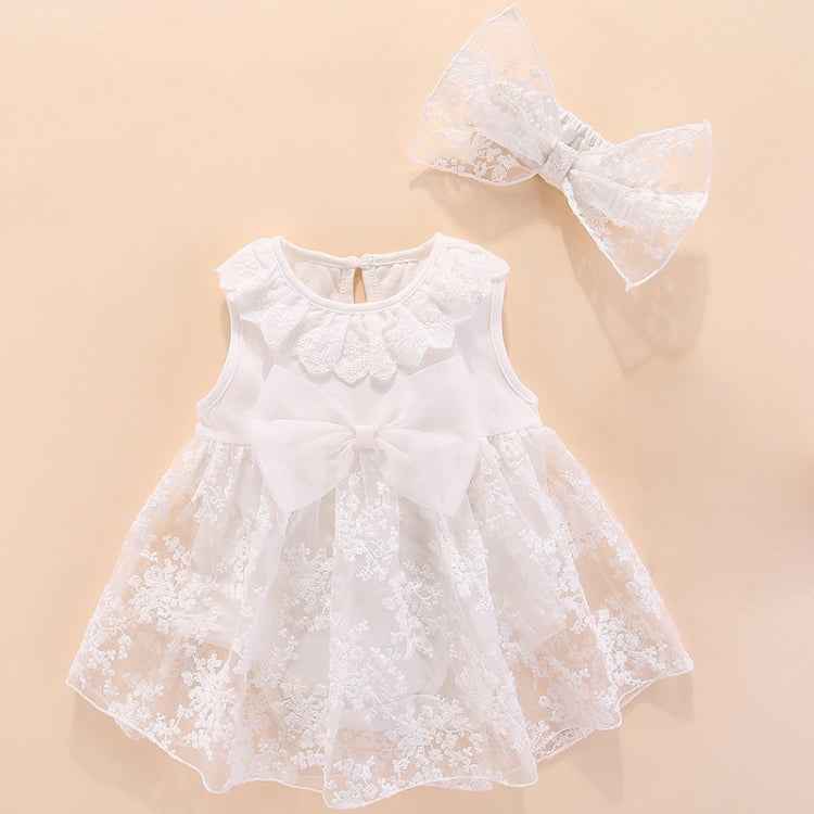 Toddler Girl Dress Group with Bowknot (Color:White Size:66-73), 50, 60, 70, 80