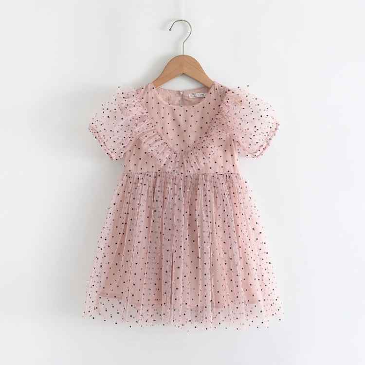 Girls Mesh Dot Lace Dress