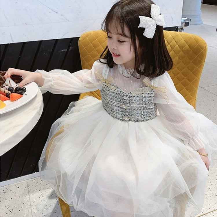 Girls Long Sleeve Mesh Dress