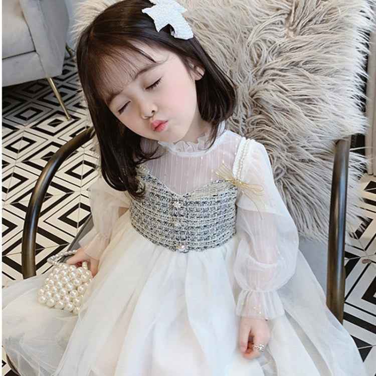 Girls Long Sleeve Mesh Dress
