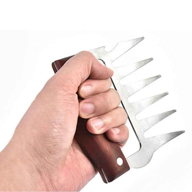 2 PCS Bear Claw Shaped stainless steel Barbecue Fork Chicken Shredded Wooden Handle Anti-skid Creative Kitchen Fork Claw Meat Claw Splitter with