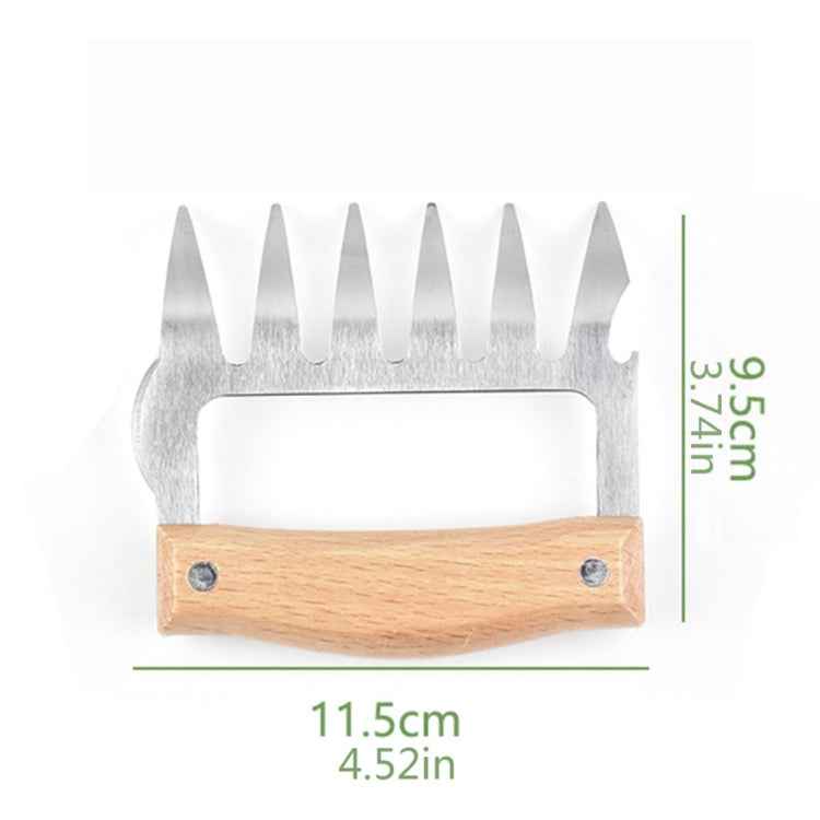 2 PCS Bear Claw Shaped stainless steel Barbecue Fork Chicken Shredded Wooden Handle Anti-skid Creative Kitchen Fork Claw Meat Claw Splitter with