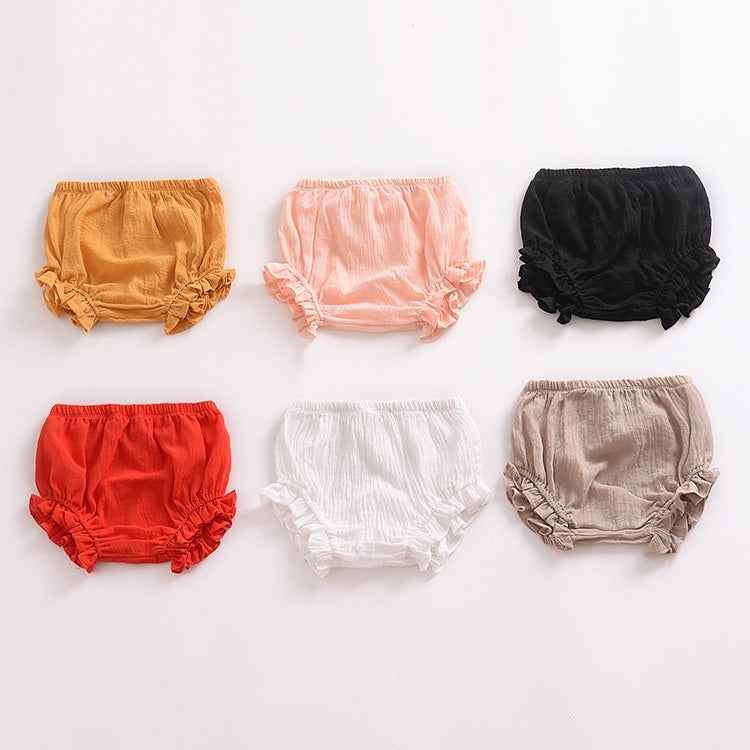 Pure Color Cotton And Linen Lace Casual Triangle Shorts, 70, 80, 90, 100