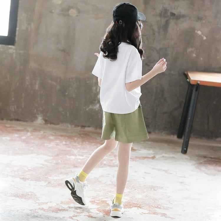Girls Short-sleeved Top + Two-piece Group Pants