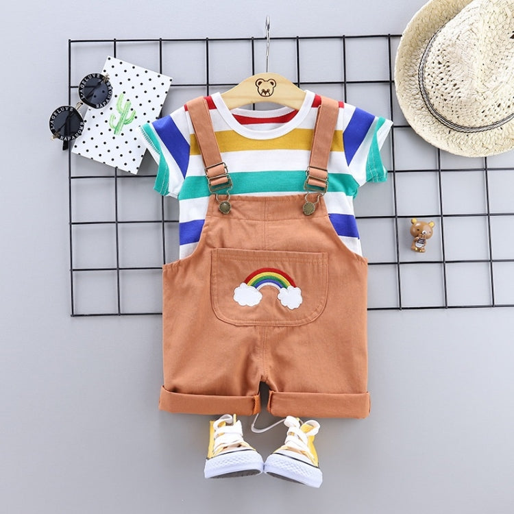 Summer Two-piece Baby Suspenders Suit Striped Short-sleeved Summer Dress
