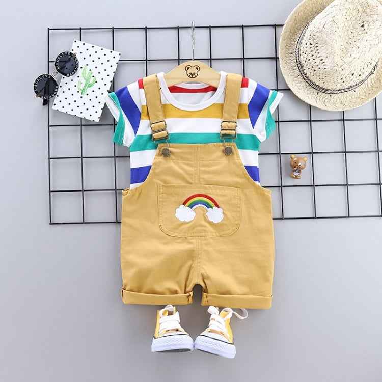 Summer Two-piece Baby Suspenders Suit Striped Short-sleeved Summer Dress