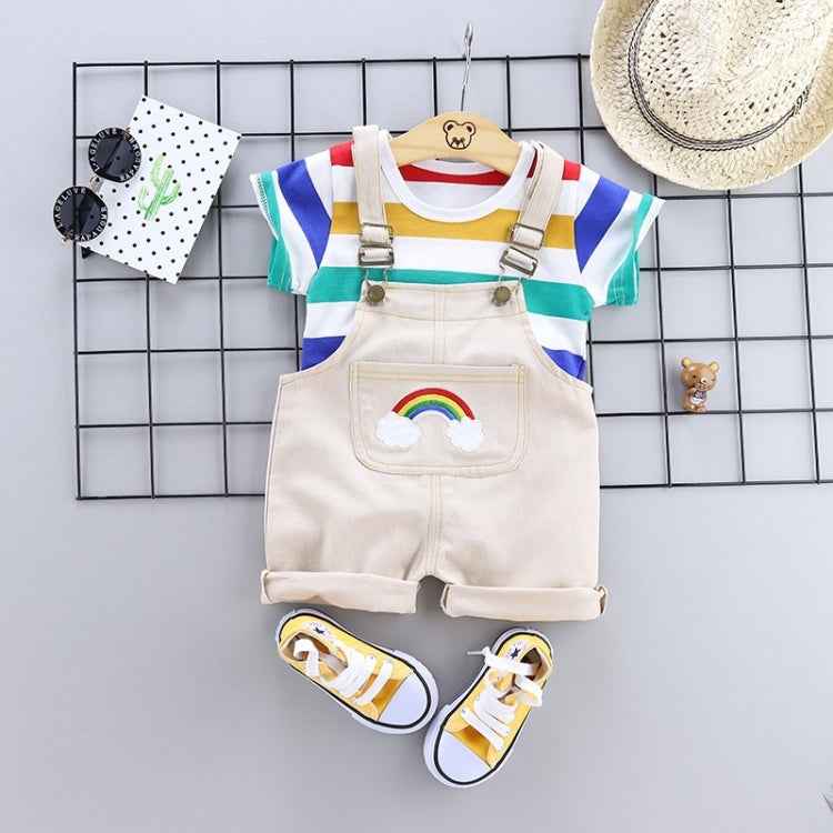 Summer Two-piece Baby Suspenders Suit Striped Short-sleeved Summer Dress