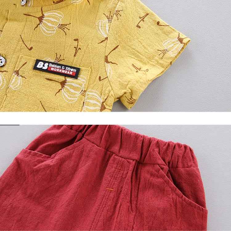 Summer Childrens Short-sleeved Suit Shirt Two-piece Suit