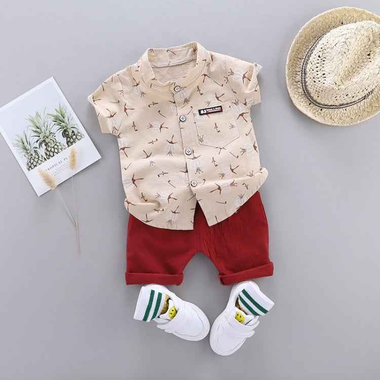 Summer Childrens Short-sleeved Suit Shirt Two-piece Suit