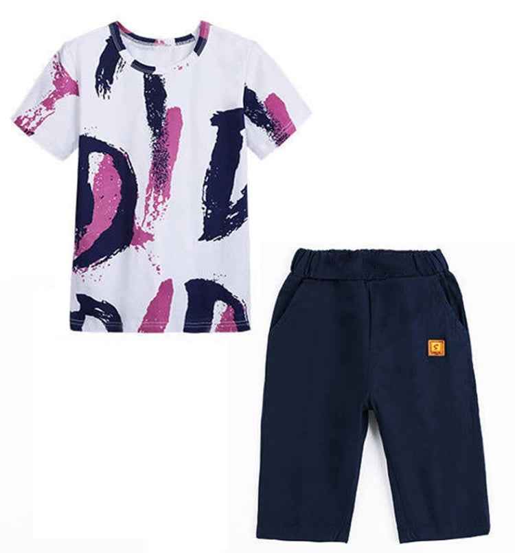 Summer Childrens Fashion Suit Short-sleeved Casual Pants Sportswear